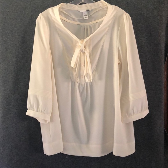 H&M Tops - H&M Cream Bow-Tie Blouse-size 14